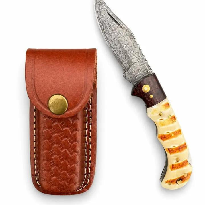 Titan Ivory Ridge Damascus Folding Knife