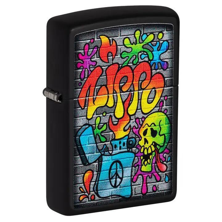 Zippo Street Art Design Black Matte Windproof Lighter
