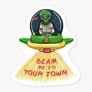 Beam Me Up Lake Chelan Name Drop Sticker