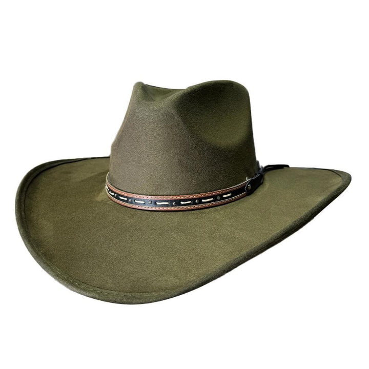 American Hat Makers New Cowboy Faux Suede Hat - Style Ace High | Olive