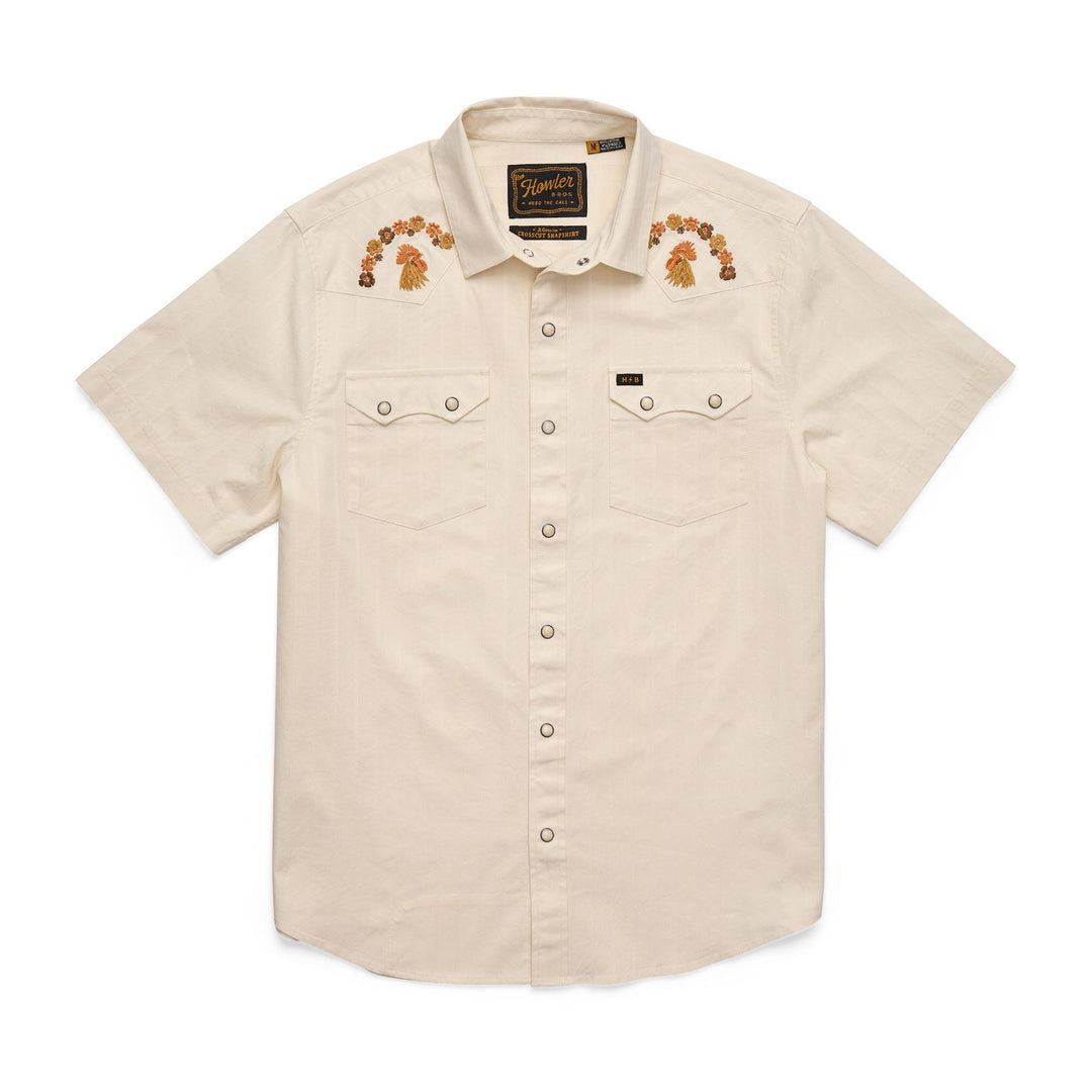 Crosscut Deluxe Snapshirt - Fowl Play : Off White Dobby