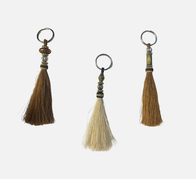 Austin Accent - Horsehair Keychain Single Tail w/ Beads