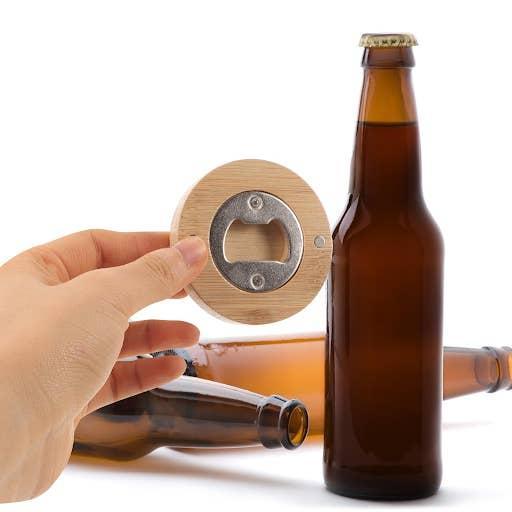 Bigfoot Peace Bamboo Bottle Opener Magnet