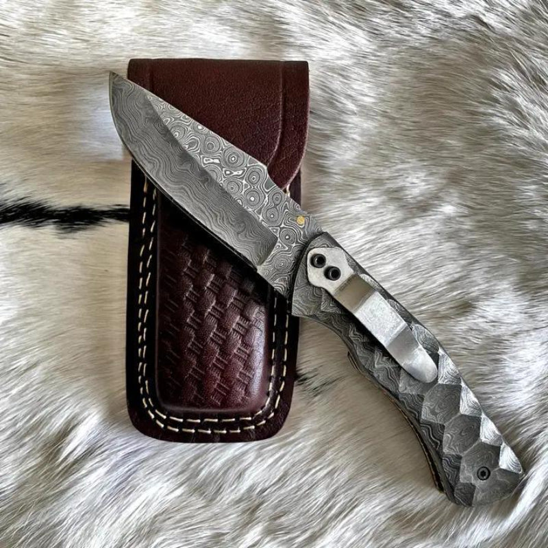 Titan Full Damascus Steel Folding Knife
