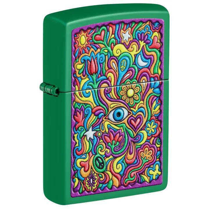 Zippo Trippy Design Grass Green Matte Windproof Lighter