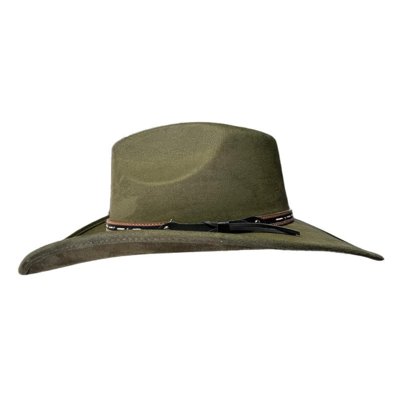American Hat Makers New Cowboy Faux Suede Hat - Style Ace High | Olive