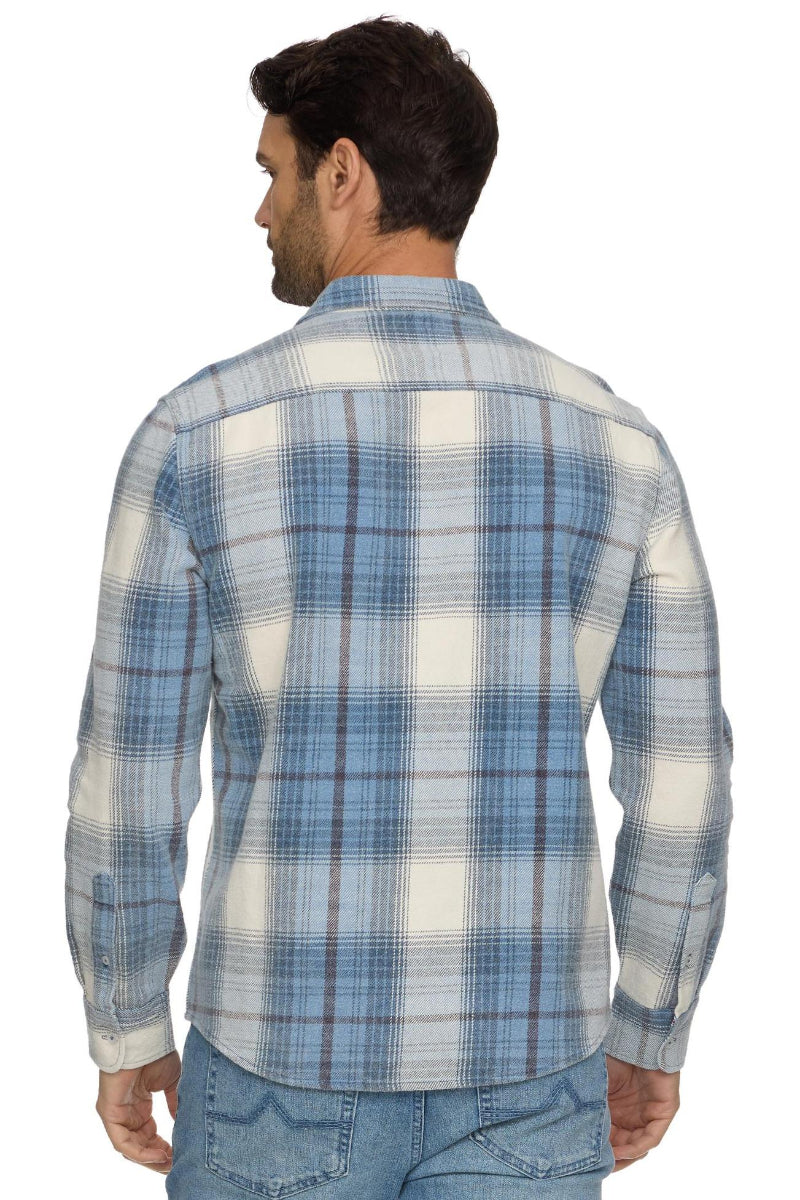 Flag &amp; Anthem Asheville LS Vintage Wash Shirt Blue/White - Back View