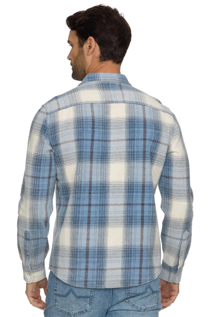 Flag &amp; Anthem Asheville LS Vintage Wash Shirt Blue/White - Back View