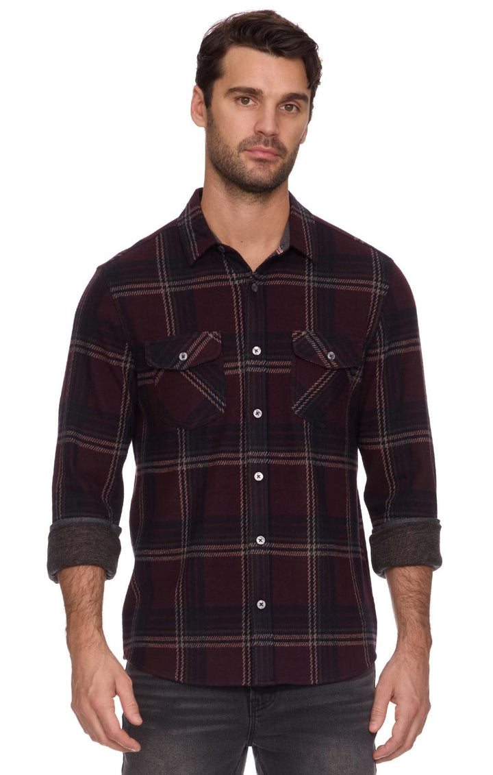 Elba L/S Hero Knit Flannel - Burgundy/Navy