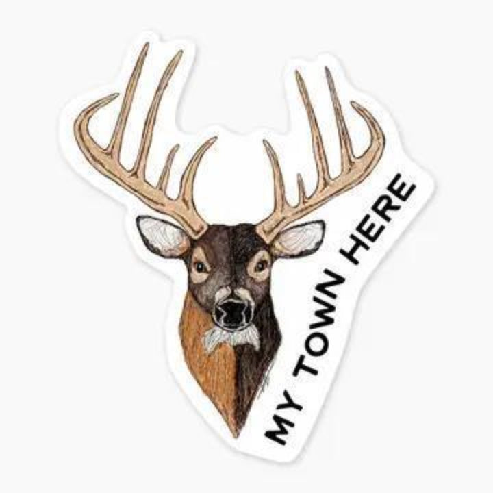 Nice Enough Stickers Deer - 3" Name Drop Sticker | Barcoded | Custom, non-returnable item: Leavenworth, WA