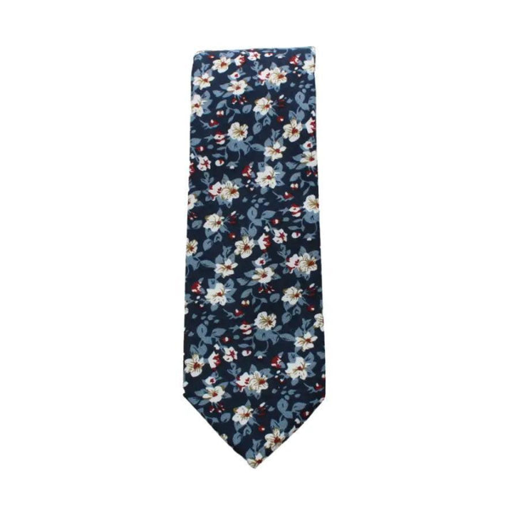 Tie Mood Wiley Dark Blue Floral Slim Tie - Front View