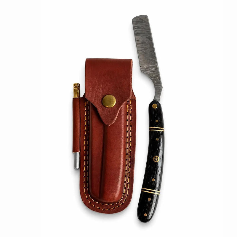 Titan International Midnight Damascus Barber Straight Razor