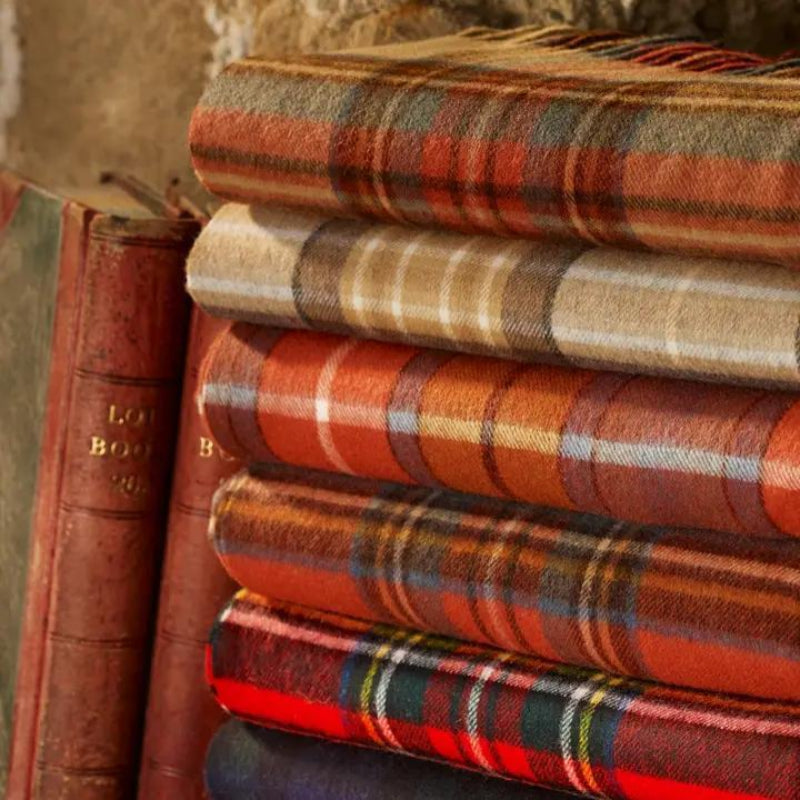 Bronte Moon Tartan Plaid Merino Lambswool Throw Blanket, Made in UK