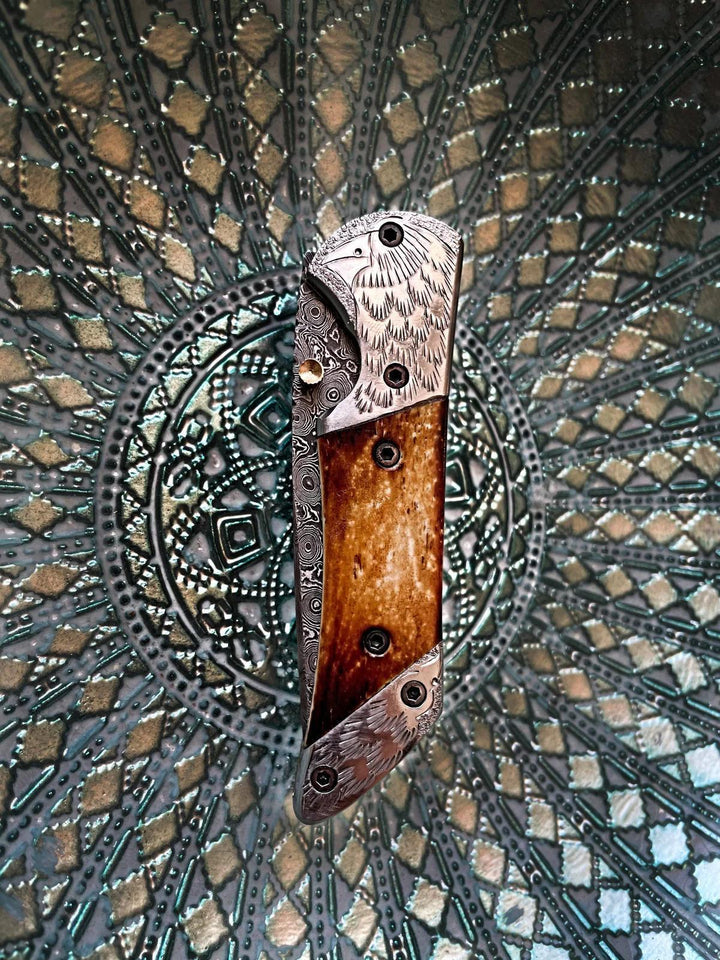American Eagle Burnt Damascus EDC Folding Blade
