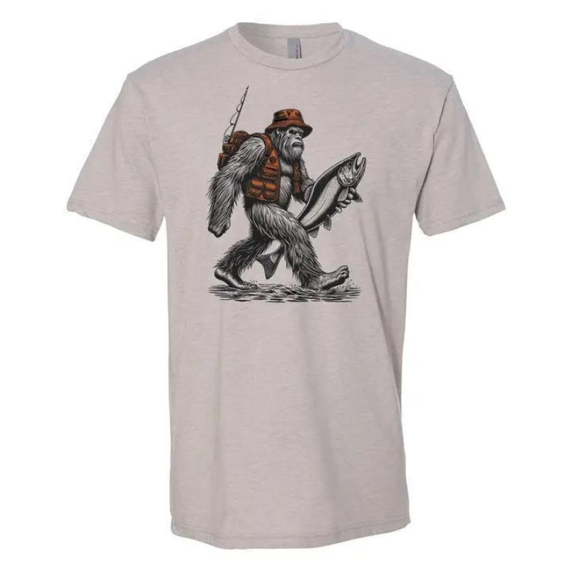 Ales to Trails Bigfoot Fishing T-Shirt | Stone / XL