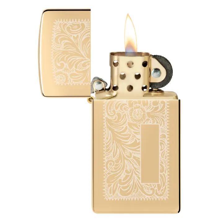Zippo Slim® High Polish Brass Venetian® Windproof Lighter