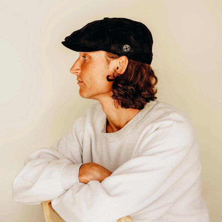 American Hat Makers Bourbon St Genuine Leather Newsboy Cap