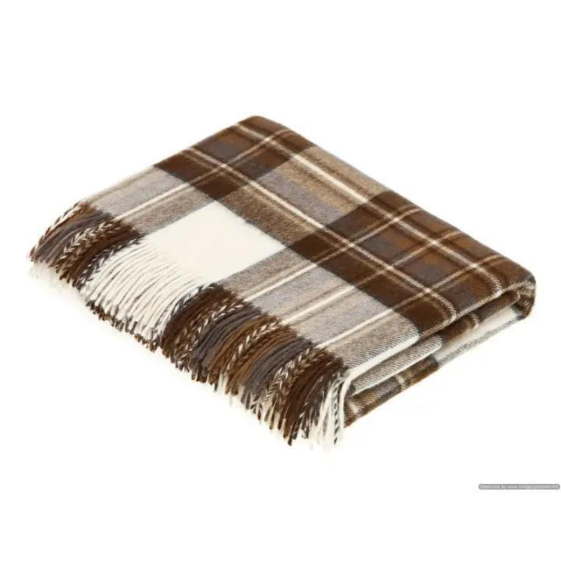 Bronte Moon Tartan Plaid Merino Lambswool Throw Blanket, Made in UK 