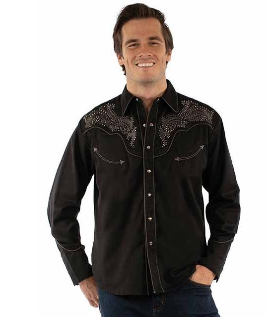 Scully Embroidered Shirt w/Studs