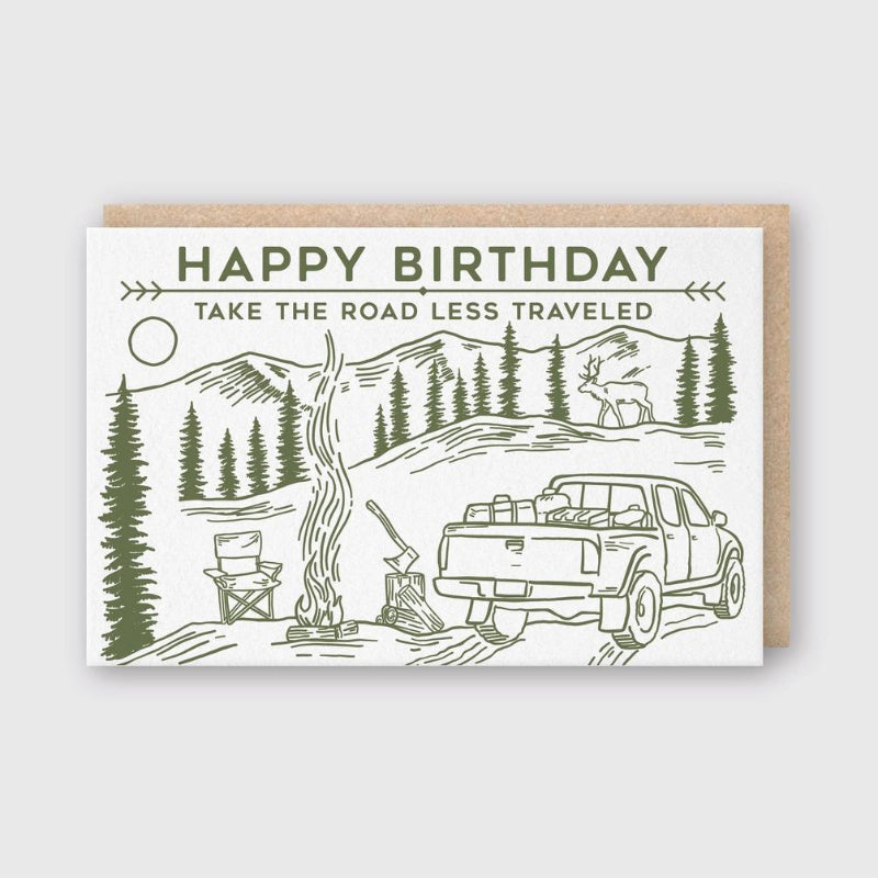 Pike Street Press Letterpress Birthday Greeting Card – Happy Birthday Road
Less Traveled Truck | 5.31x 3.45