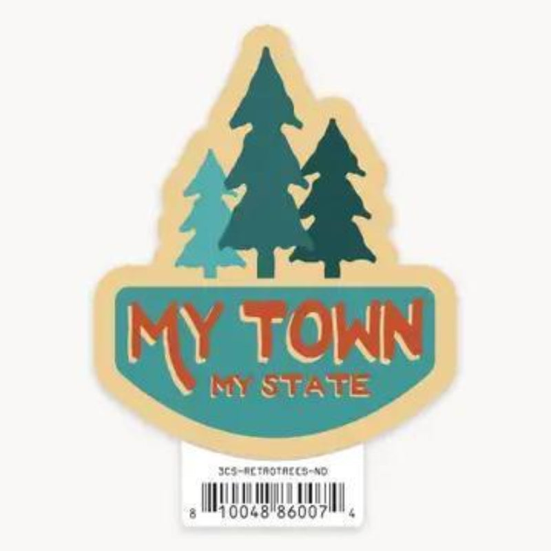 Nice Enough Stickers Retro Trees - 3" Name Drop Sticker | Barcoded | Custom, non-returnable item: Leavenworth WA