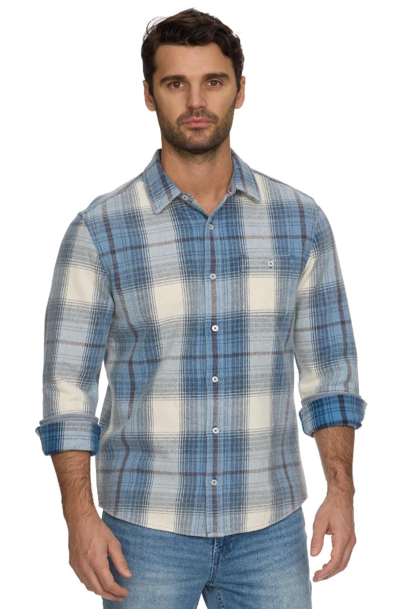Flag &amp; Anthem Asheville LS Vintage Wash Shirt Blue/White - Front View