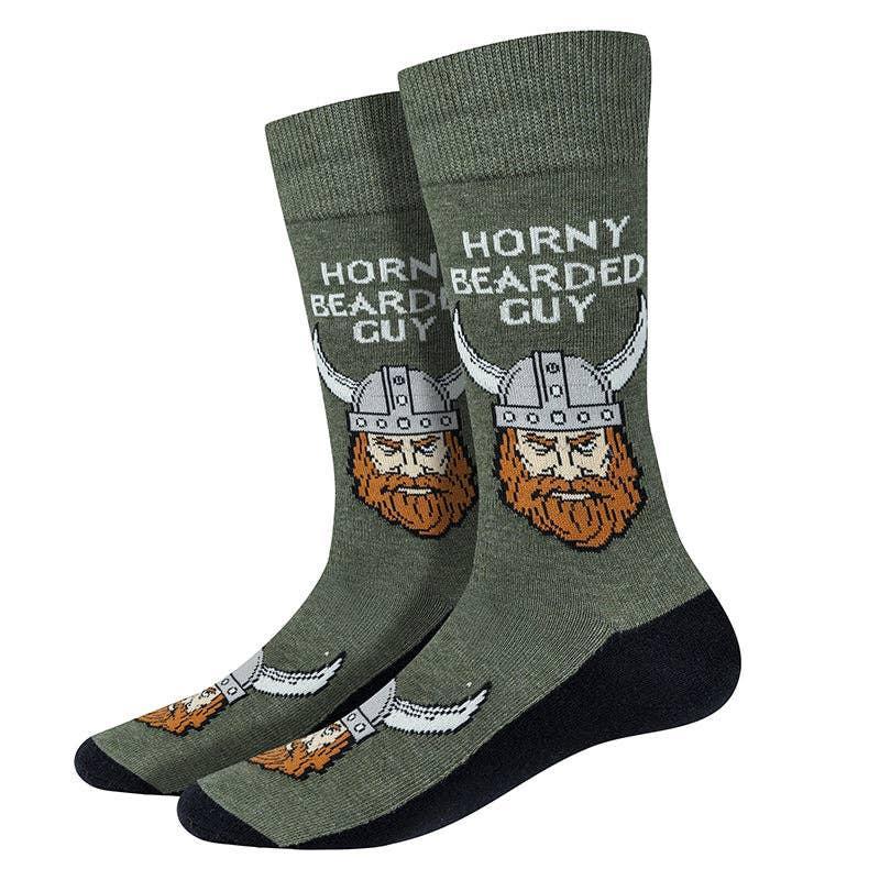 Horny Bearded Guy Socks Green
