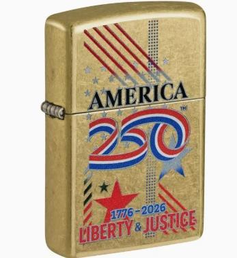America 250 Liberty &amp; Justice Street Brass Lighter