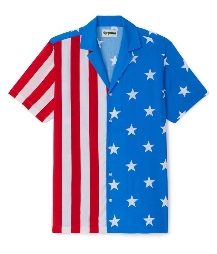 Vertical Flag Hawaiian Shirt - Men&