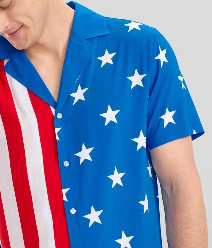 Vertical Flag Hawaiian Shirt - Men&