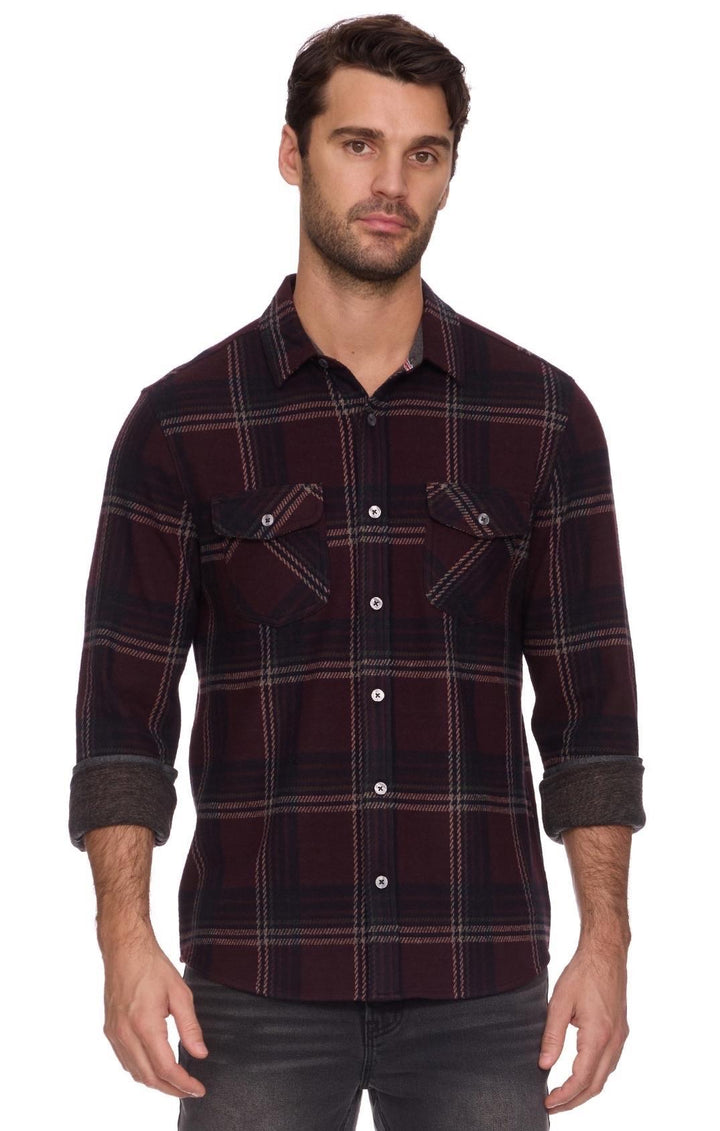 Elba L/S Hero Knit Flannel - Burgundy/Navy