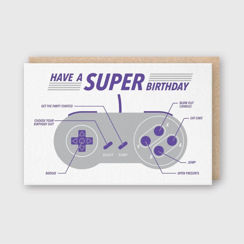 Pike Street Press Letterpress Birthday Greeting Card – Super Birthday | 3 3/8"
X 5 3/8"