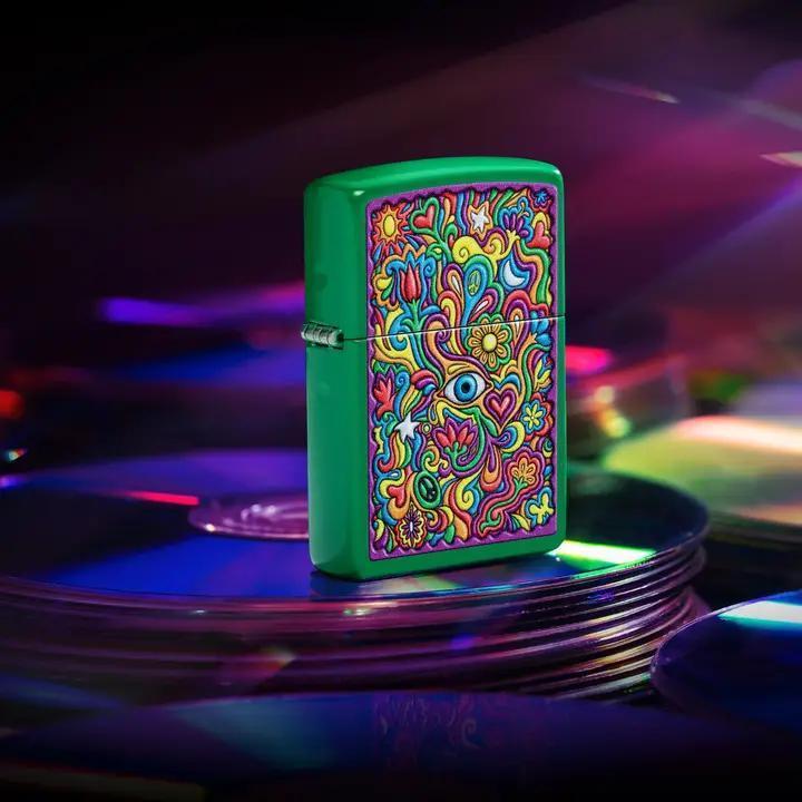 Zippo Trippy Design Grass Green Matte Windproof Lighter