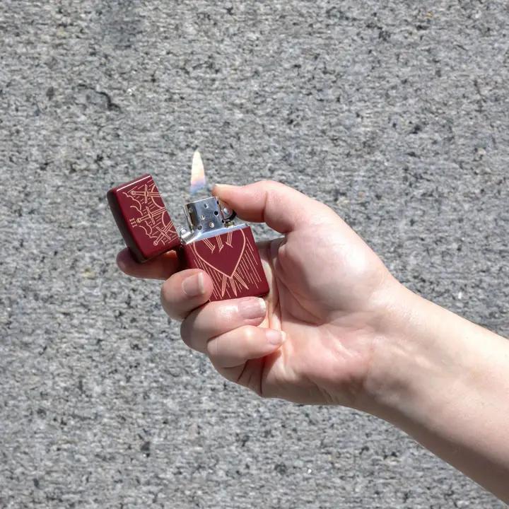 Zippo Three of Swords Design Merlot Windproof Lighter