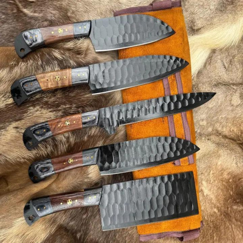 Titan "Ironwood Crest" 5-Piece High Carbon Steel Chef Knife Set