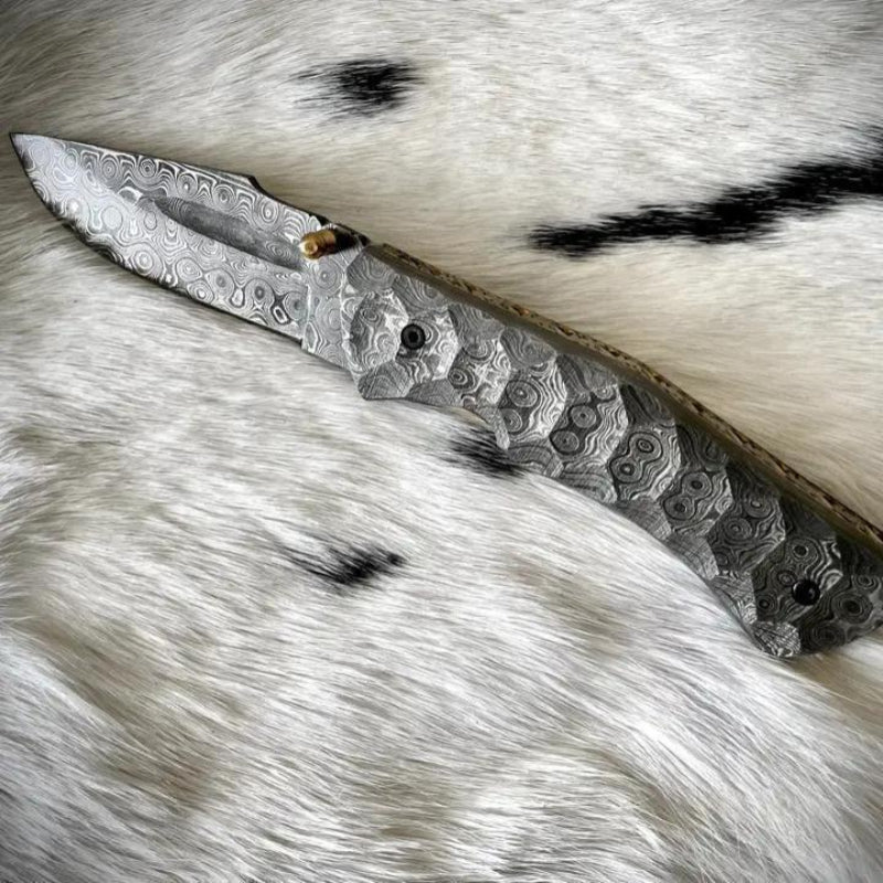 Titan Full Damascus Steel Folding Knife