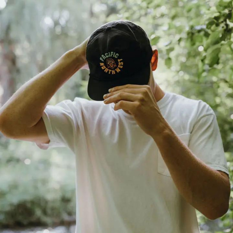 Northwest Vibes Groovy Sasquatch 5-Panel Hat – Black