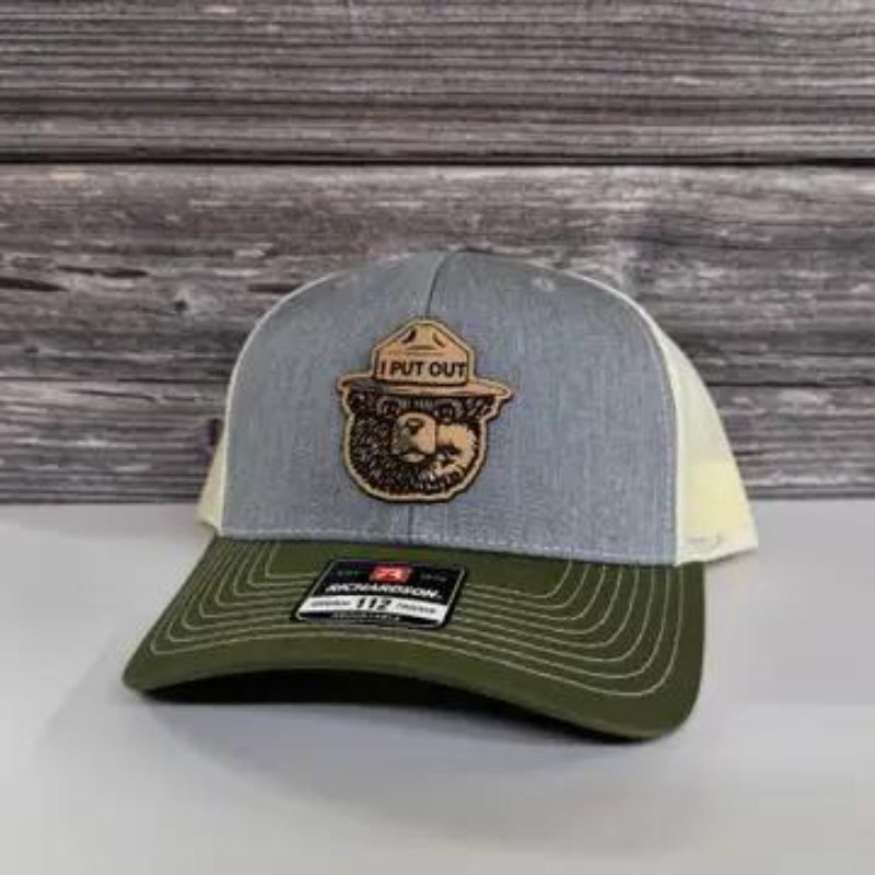 208 Tees Bear “I Put Out” Leather Patch Hat – 208Tees | 112 - Grey/Birch/Olive