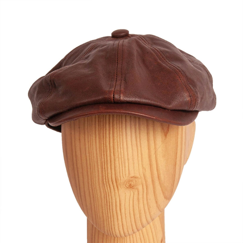 American Hat Makers Bourbon St Genuine Leather Newsboy Cap