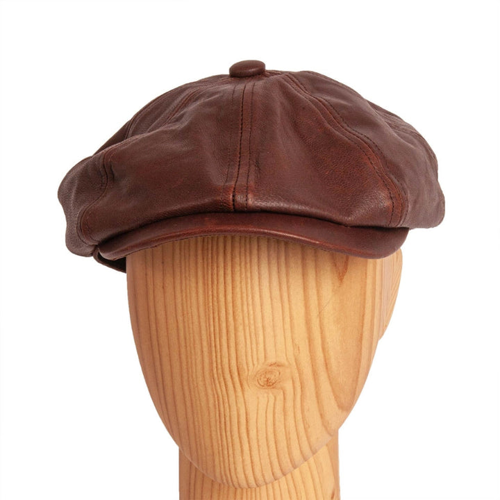 American Hat Makers Bourbon St Genuine Leather Newsboy Cap