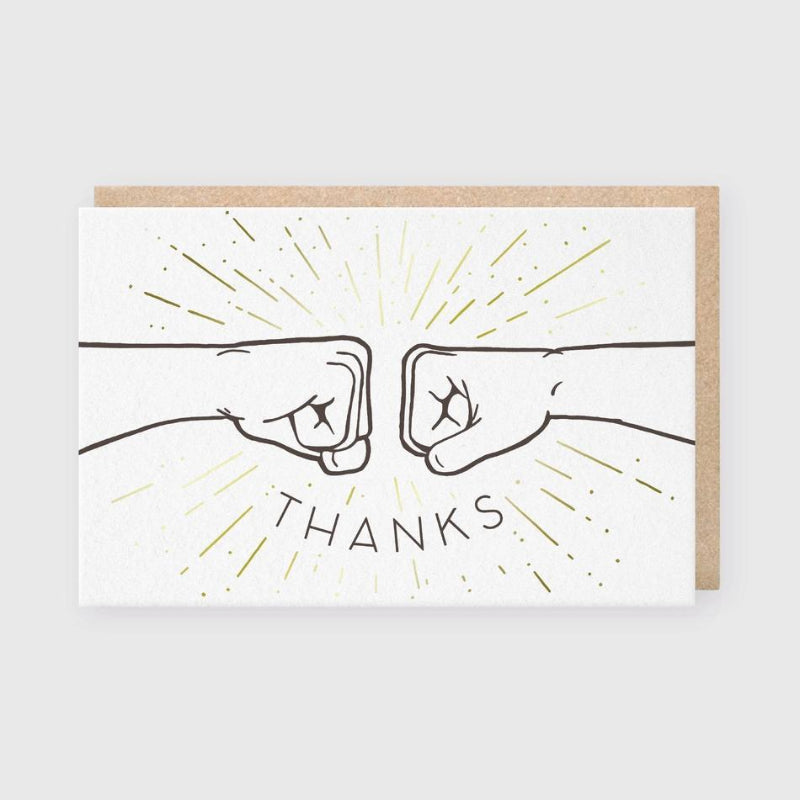 Pike Street Press Letterpress Thank You Greeting Card – Fist Bump Thanks