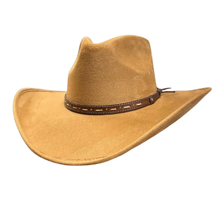 American Hat Makers New Cowboy Faux Suede Hat - Style Ace High | Camel