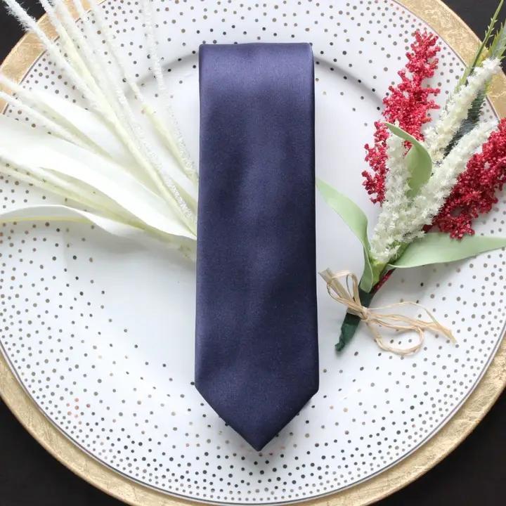 Tie Mood Marine Dark Blue Satin Skinny Tie