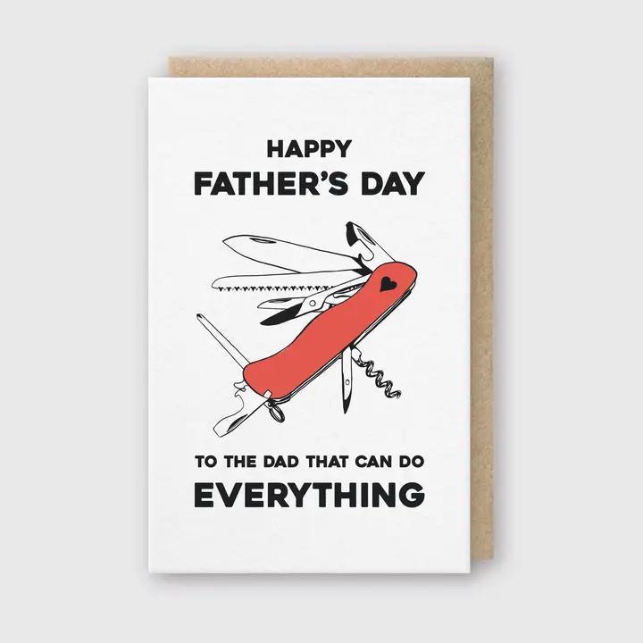 Letterpress Dad Greeting Card - Dad Does Everything