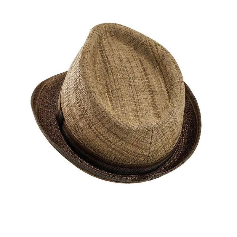 American Hat Makers Straw Fedora Hat - Style Carmel - Front View