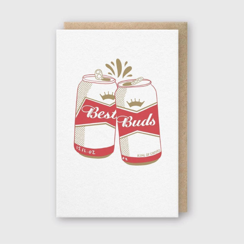 Pike Street Press Letterpress Friendship Greeting Card – Best Buds Beers | 3
3/8" X 5 3/8"