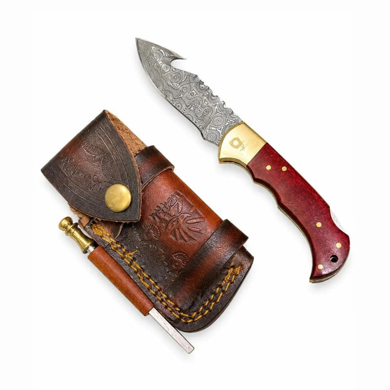 Titan International Titan Crimson Trek Damascus Folding Knife