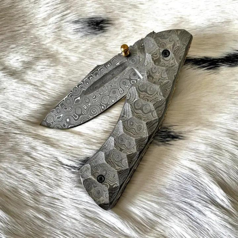 Titan Full Damascus Steel Folding Knife