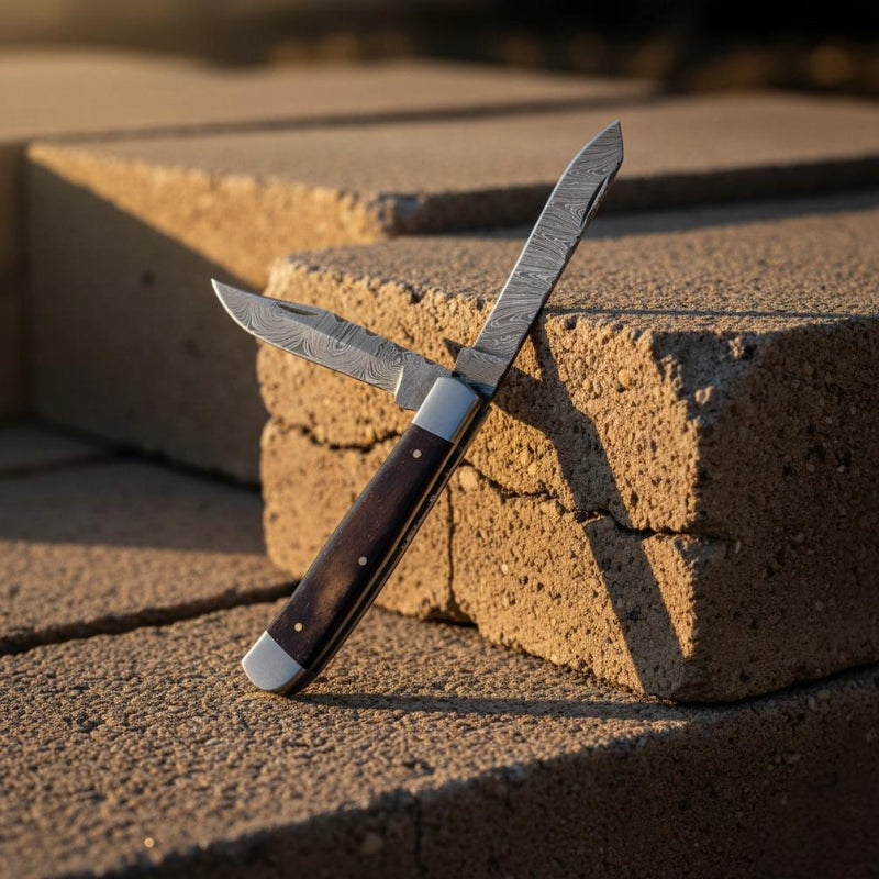 Titan International Damascus Dual-Blade Folding Knife