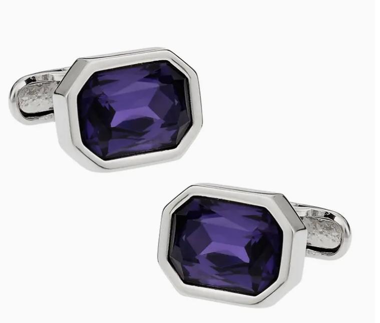 Cuff Daddy Austrian Shimmering Crystal Amethyst Cufflink